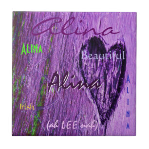Carreau Alina Nom irlandais Signification avec coeur pourp