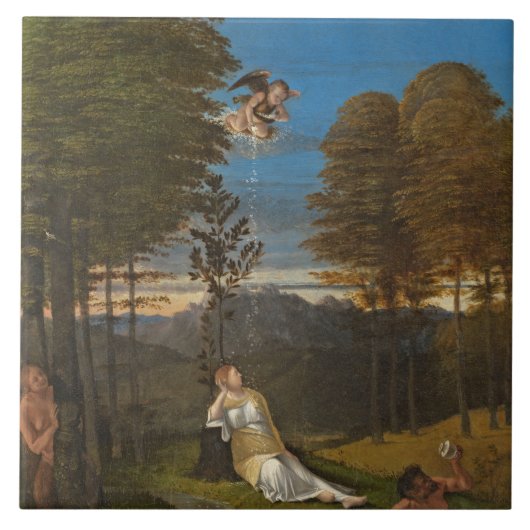 Carreau Allégorie de la chasteté, C. 1505 (huile sur le (Devant)