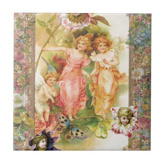 Carreau Allégresse - anges et fleurs (Devant)