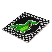 Carreau Alligator sur les Pois noirs et blancs (Côté)