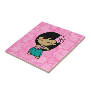 Carreau Aloha Honeys Hula Girl Hibiscus Tile Trivets