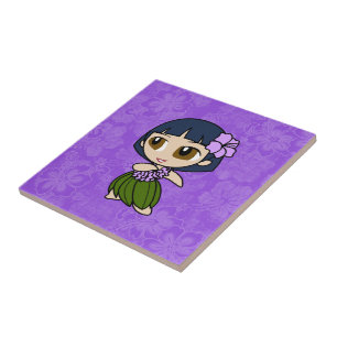 Carreau Aloha Honeys Hula Girl Hibiscus Tile Trivets