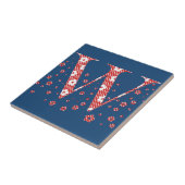 Carreau alphabet fleuri W (rouge et points) (Côté)