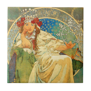 Carreau Alphonse Mucha Art Nouveau Princesse Hyacinth