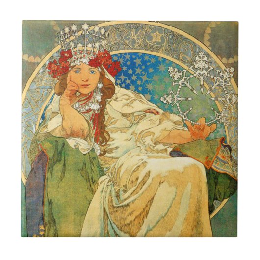 Carreau Alphonse Mucha Art Nouveau Princesse Hyacinth (Devant)