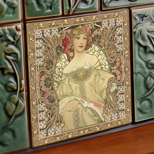 Carreau Alphonse Mucha Art Nouveau Vintage