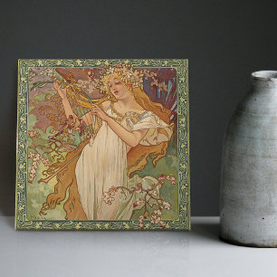 Carreau Alphonse Mucha Art Nouveau Vintage Saison Printani