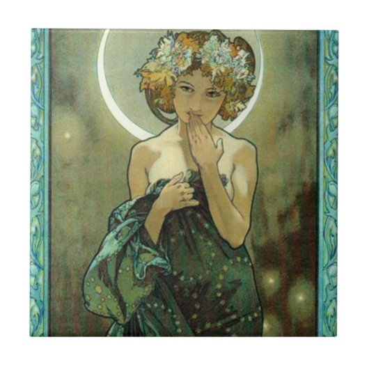 Carreau Alphonse Mucha Clair De Lune Tile (Devant)