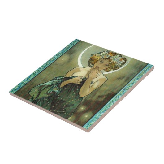 Carreau Alphonse Mucha Clair De Lune Tile (Côté)