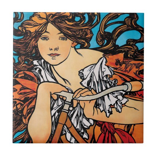 Carreau Alphonse Mucha - Cycles Perfecta Retro Art Nouveau (Devant)