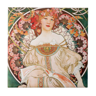 Carreau Alphonse Mucha F. Champenois Tile