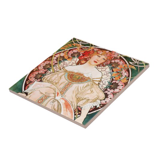 Carreau Alphonse Mucha F. Champenois Tile (Côté)