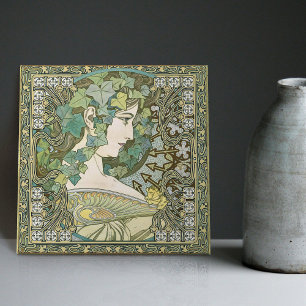 Carreau Alphonse Mucha IVY 1901 Art Nouveau Vintage