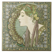 Carreau Alphonse Mucha LAUREL 1901 Art Nouveau Vintage (Devant)