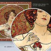 Carreau Alphonse Mucha "Ruby" Art Nouveau Vintage Rouge