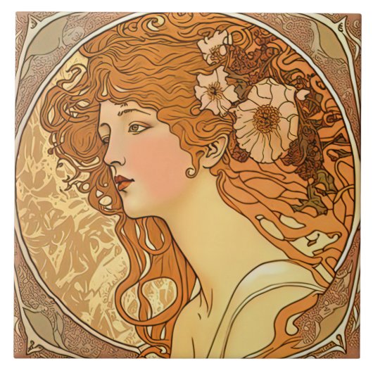 Carreau Alphonse Mucha Sarah Bernhardt Art Nouveau (Devant)