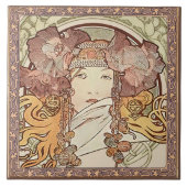 Carreau Alphonse Mucha Sarah Bernhardt Art Nouveau Vintage (Devant)