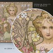 Carreau Alphonse Mucha Spring 4Saisons Art Nouveau Vintage