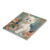 Carreau Alphonse Mucha Style Chat blanc (Côté)