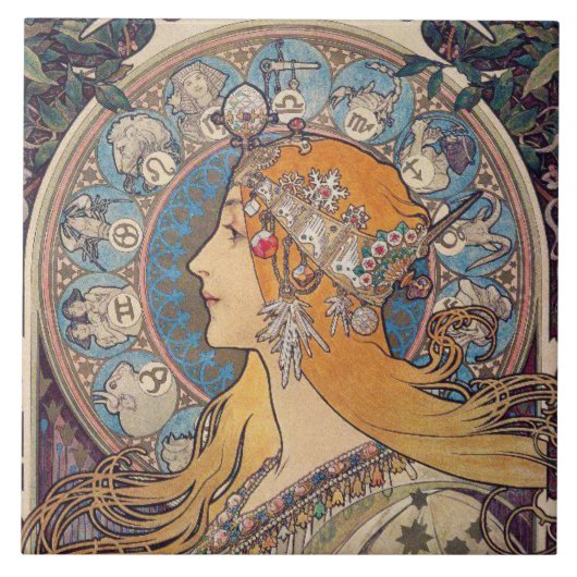 Carreau Alphonse Mucha , “ Zodiac ” (Devant)
