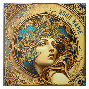 Carreau Alphonse Mucha Zodiac Décor Mur Art Nouveau Ceram