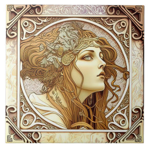Carreau Alphonse Mucha Zodiac Décor Mur Art Nouveau Ceram