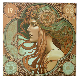 Carreau Alphonse Mucha Zodiac Décor Mur Art Nouveau Ceram