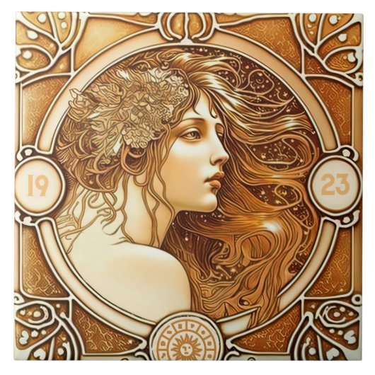 Carreau Alphonse Mucha Zodiac Décor Mur Art Nouveau Ceram (Devant)