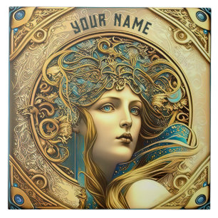 Carreau Alphonse Mucha Zodiac Décor Mur Art Nouveau Ceram