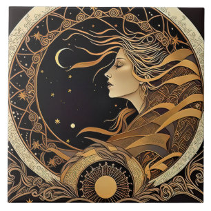 Carreau Alphonse Mucha Zodiac Décoration Murale Art Nouvea