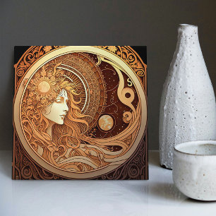 Carreau Alphonse Mucha Zodiac Décoration Murale Art Nouvea