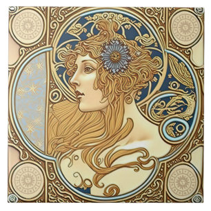 Carreau Alphonse Mucha Zodiac Décoration Murale Art Nouvea