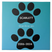 Carreau Always By My Side Teal Blue Paw Print Tribute (Devant)