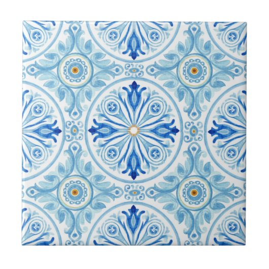 Carreau Amalfi Coast Mediterranean Cobalt Blue Tile (Devant)