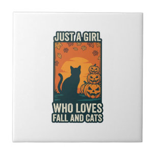 Carreau Amateur de chat juste une fille qui aime l'automne