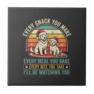 Carreau Amateurs de chiens de Noël Snack en regardant