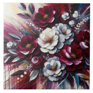 Carreau Aménagement floral marron et blanc