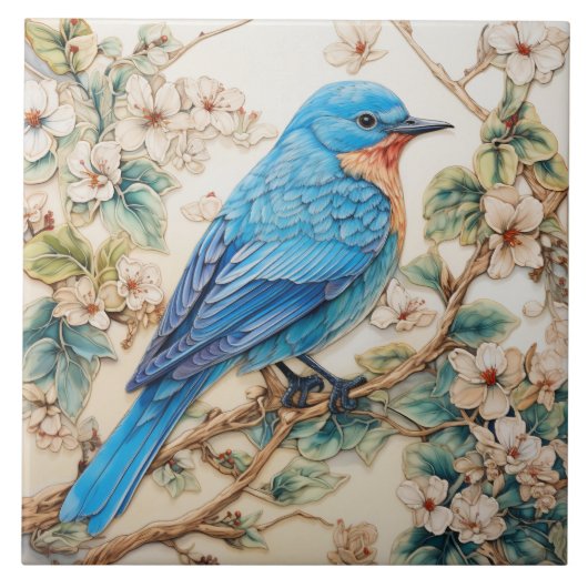 Carreau American Bluebird Bright Blue Plumage (Devant)