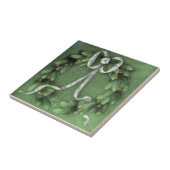 Carreau American Encault Green Wreath Faux Relief Repro (Côté)