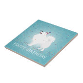 Carreau American Eskimo Chien Joyeux Design d'anniversaire (Côté)