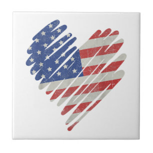 Carreau American Flag Heart Rouge Blanc Bleu bleu mignon 4