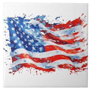 Carreau American Flag USA Watercolor 4 juillet