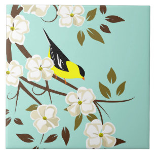 Carreau American Goldfinch et Dogwood Flower