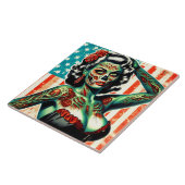 Carreau American Zombie Pin up (Côté)