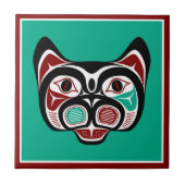 Carreau Amérindien rouge noir vectoriel haïda Art Kitty (Devant)