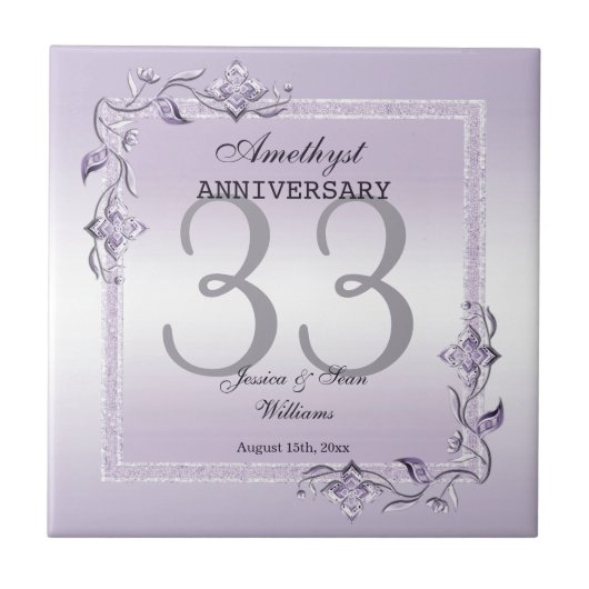 Carreau Amethyst Gem & Parties scintillant 33e anniversair (Devant)