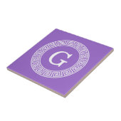 Carreau Améthyste Wht Cadre Rnd Clé Grecque Monogramme Ini (Côté)