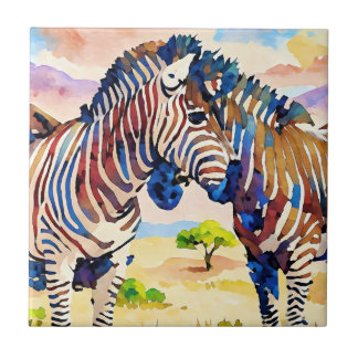 Carreau Amis zèbres dans la savane
