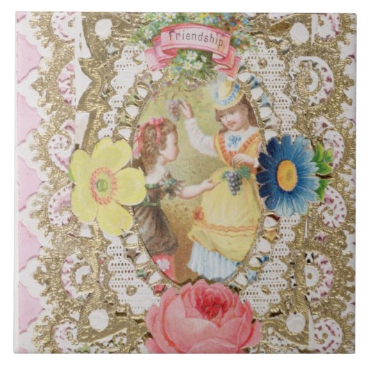 Carreau Amitié, carte Valentine, c.1870 (litho couleur o (Devant)