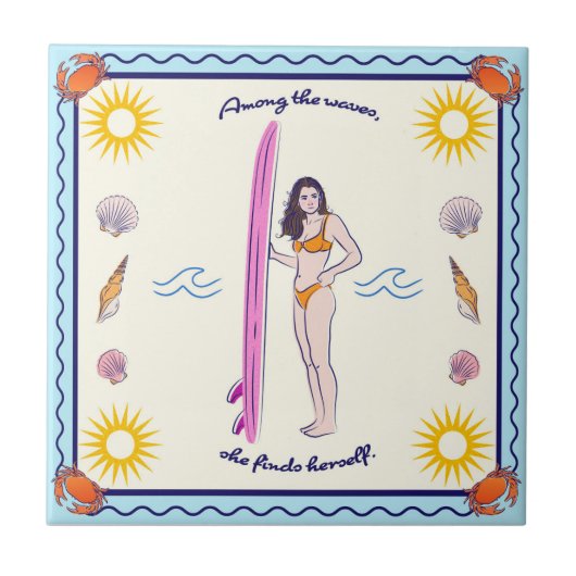 Carreau "Among the waves, she finds herself." (Devant)